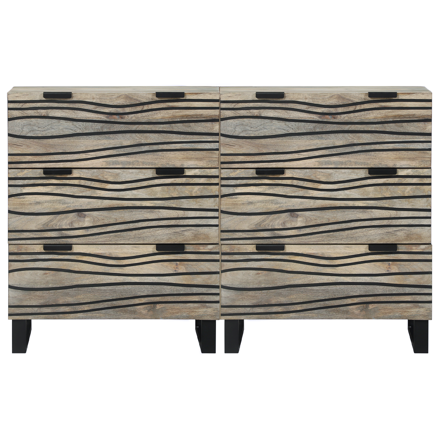 Sideboard Set 2 pcs White 60 x 33.5 x 75 cm Solid Mango Wood