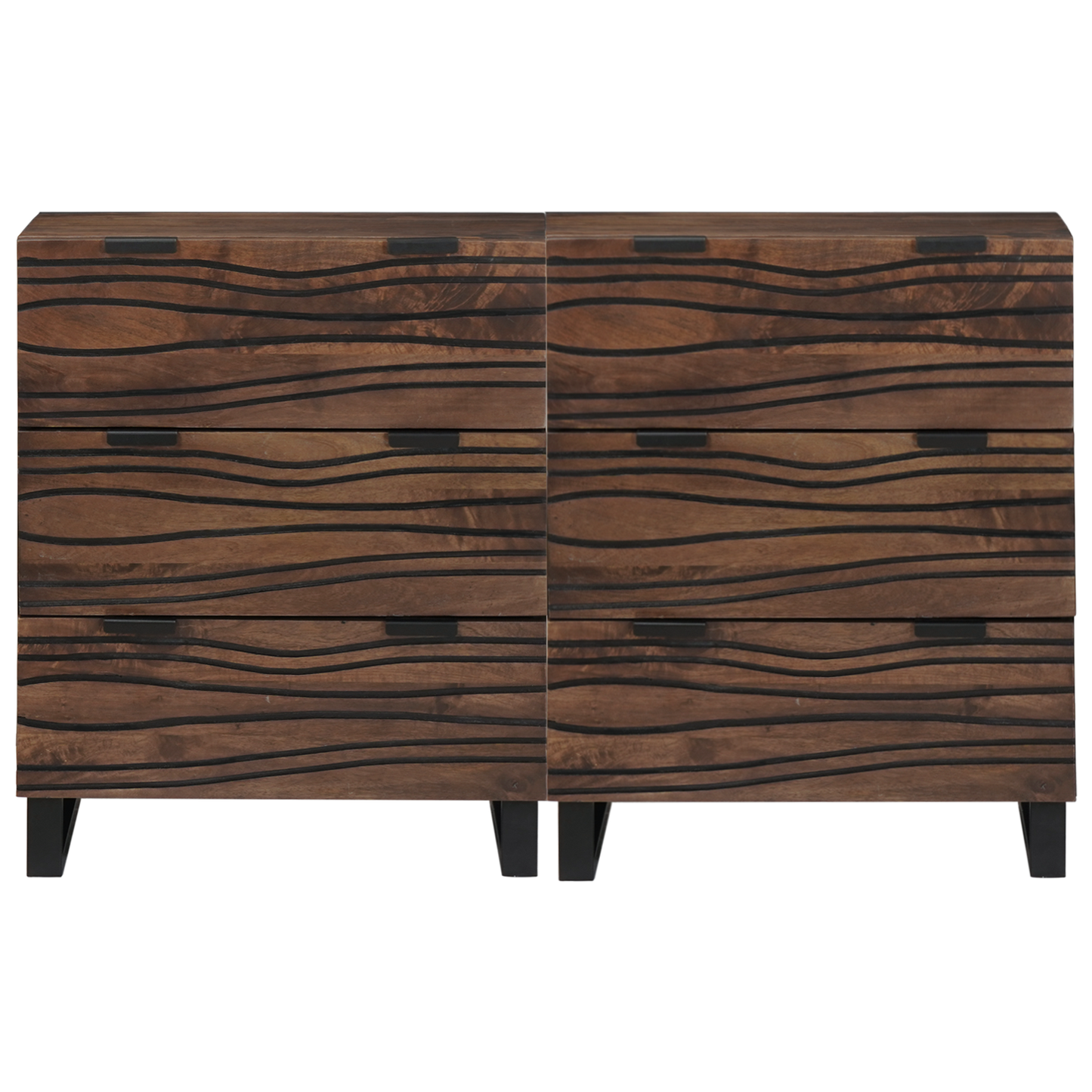 Sideboard Set 2 pcs Walnut 60 x 33.5 x 75 cm Solid Mango Wood