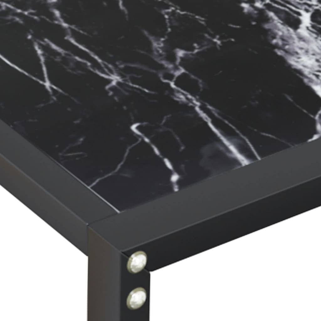 Console Table Black Marble 160x35x75.5cm Tempered Glass