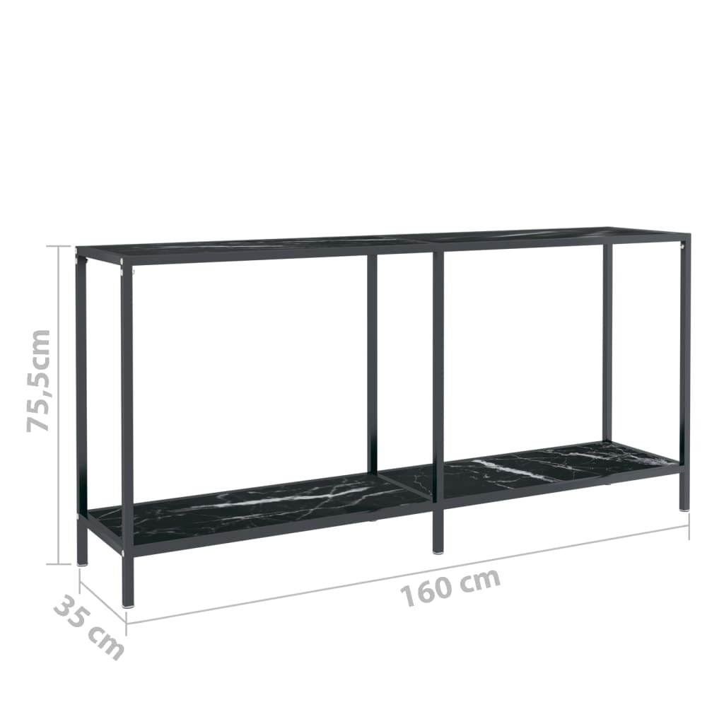 Console Table Black 160x35x75.5 cm Tempered Glass