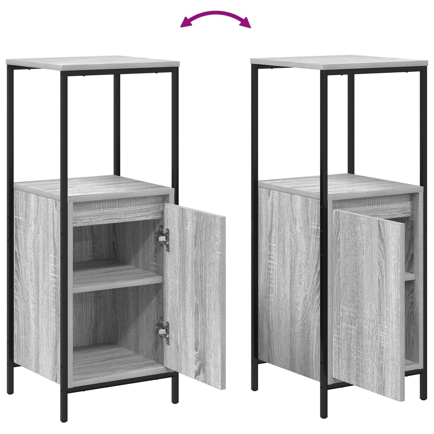 Bathroom Furniture Set with Shelf with Door 3 pcs Grey sonoma