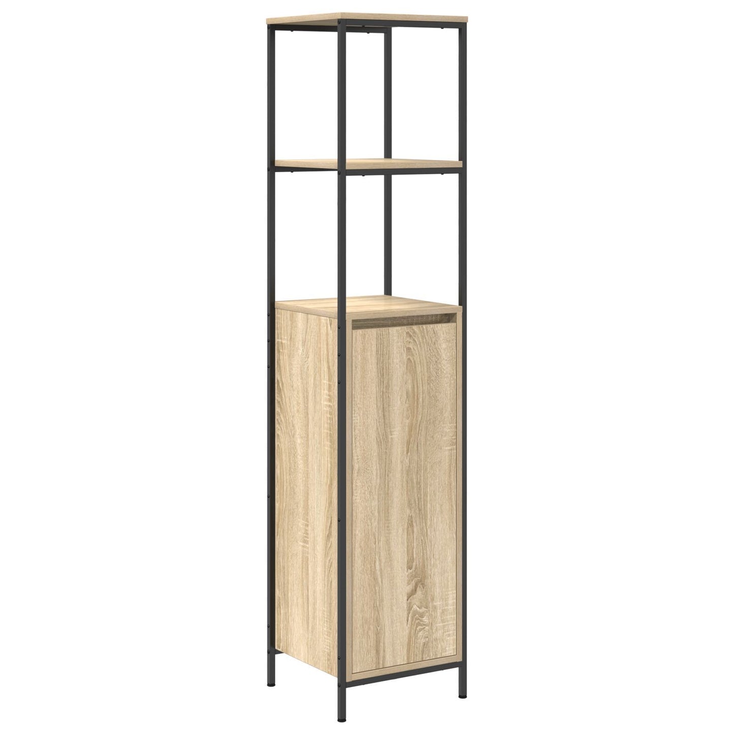 Bathroom Furniture Set with Shelf 3 pcs Sonoma oak and Black