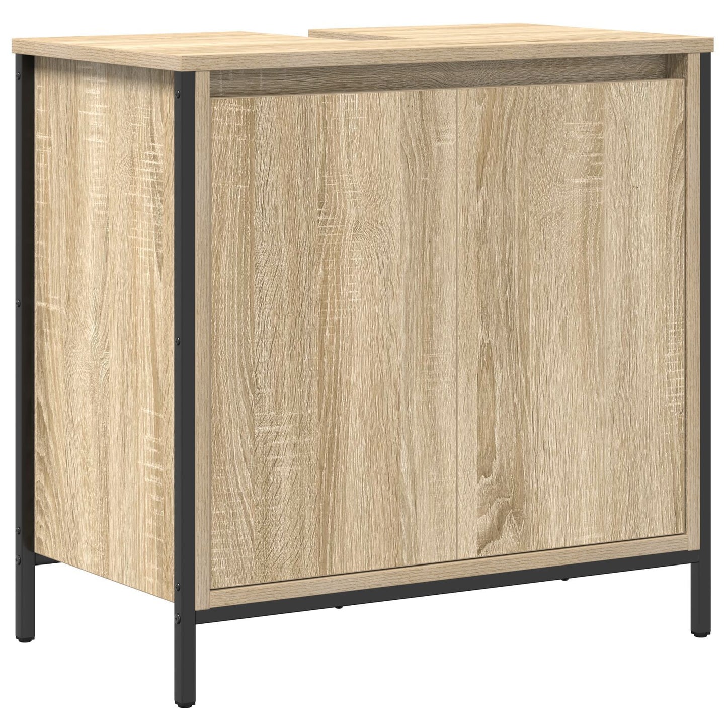 Bathroom Furniture Set with Shelf 3 pcs Sonoma oak and Black