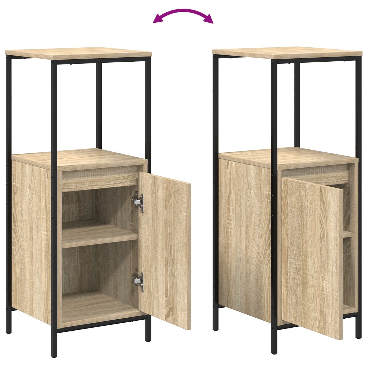 Bathroom Furniture Set with Shelf 3 pcs Sonoma oak and Black