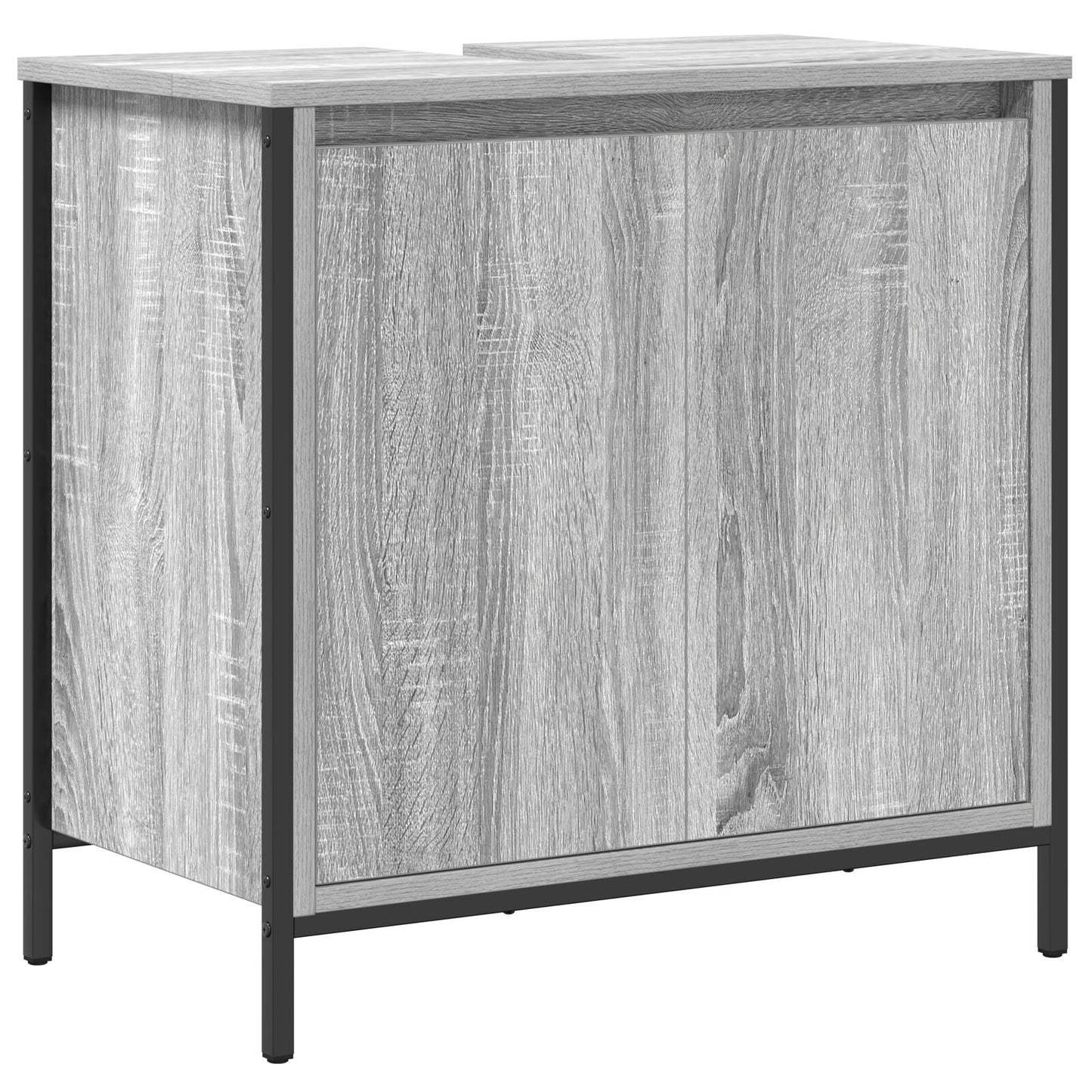 Bathroom Furniture Set with Shelf 3 pcs Grey sonoma and Black