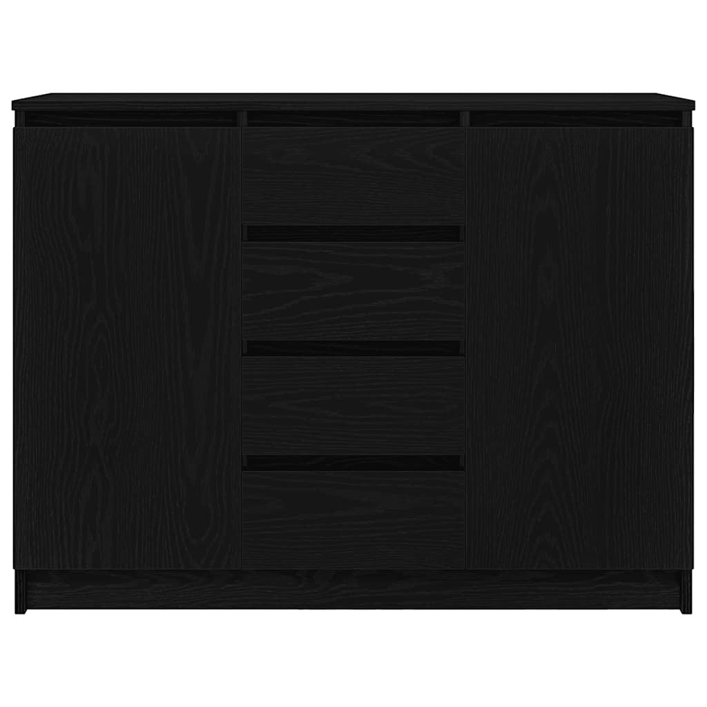 Sideboard with Drawers Black Oak 100.5x35x76 cm Engineered Wood