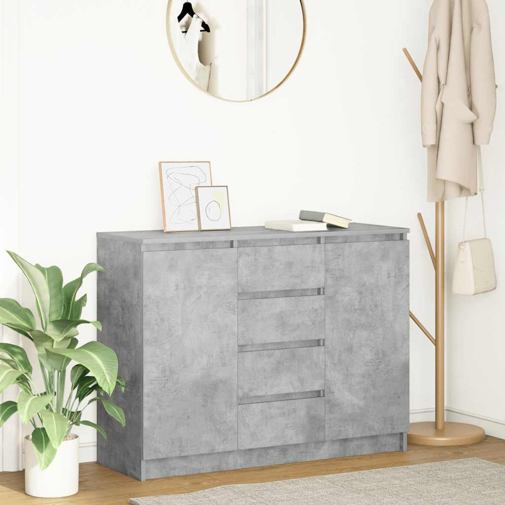 Sideboard with Drawers Concrete Grey 100.5x35x76 cm Engineered Wood