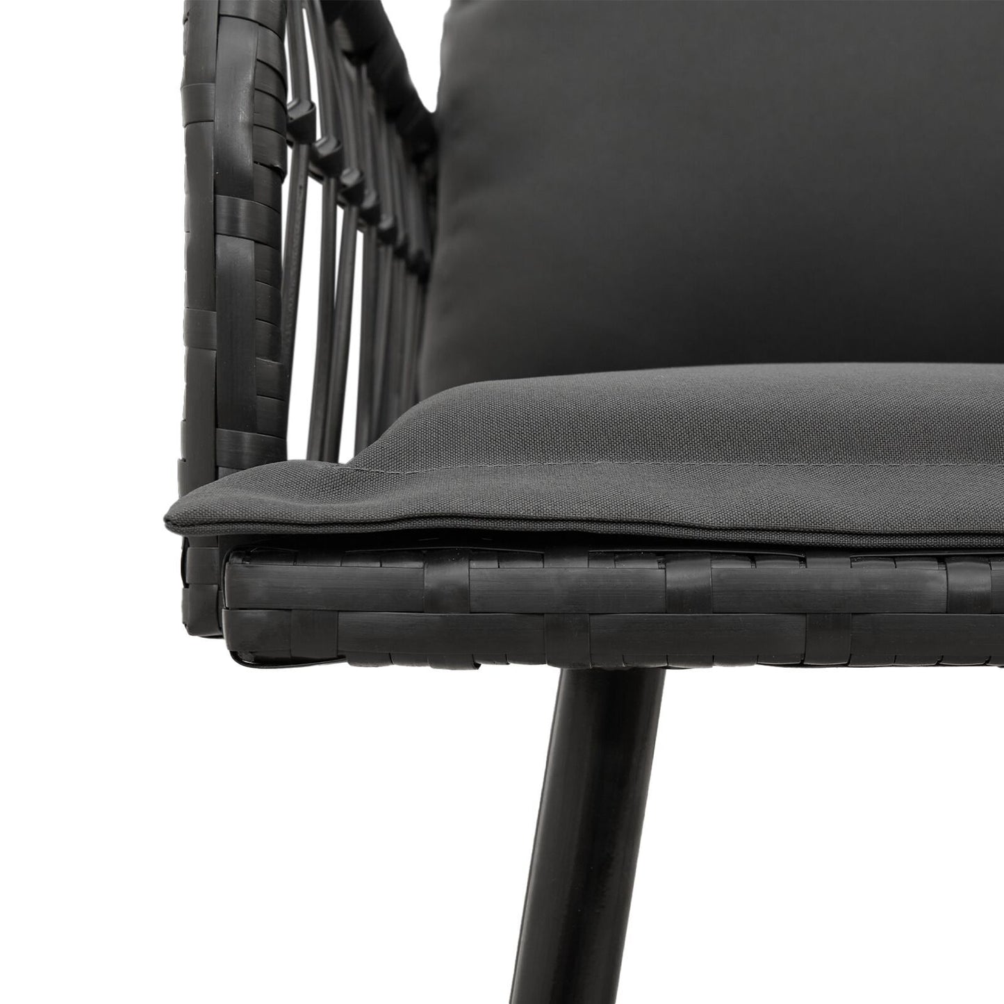 Garden Dining Set 2 pcs Black Poly Rattan