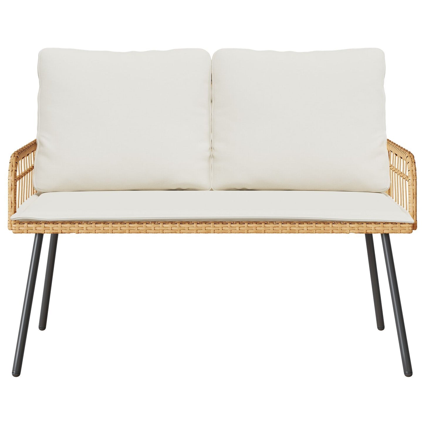 Garden Dining Set 2 pcs Natural Poly Rattan