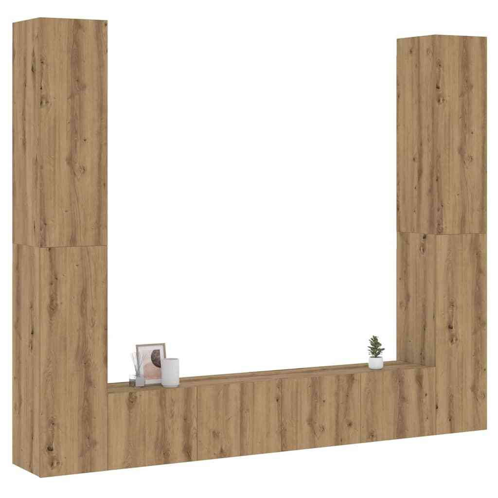 Wall Mounted TV cabinets 6 pcs Artisan Oak Engineered Wood