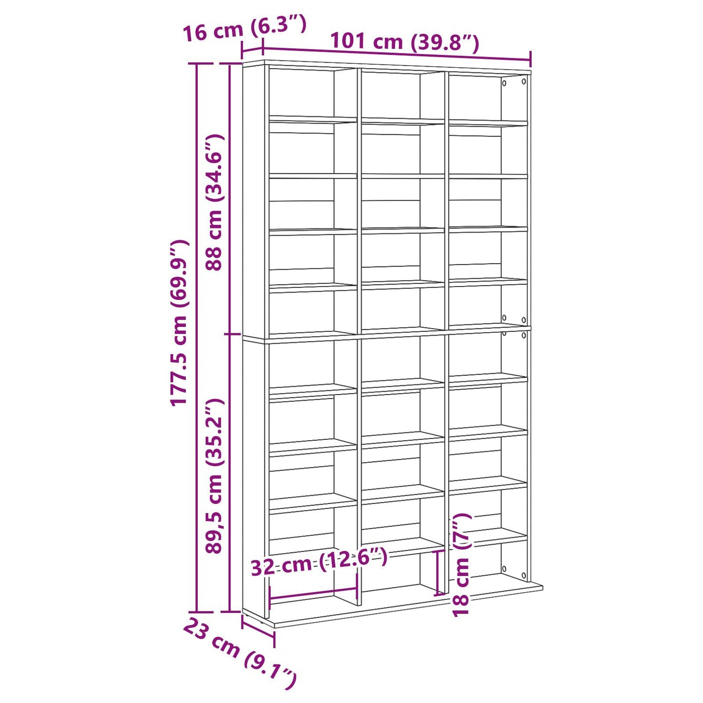 CD Cabinet Artisan oak 101 x 23 x 177.5 cm Engineered Wood