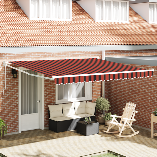 Awning Striped Orange and brown 3.5 x 2.5 m Polyester and metal