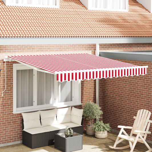 Retractable Awning Manual Red and white 350 x 250 cm Fabric