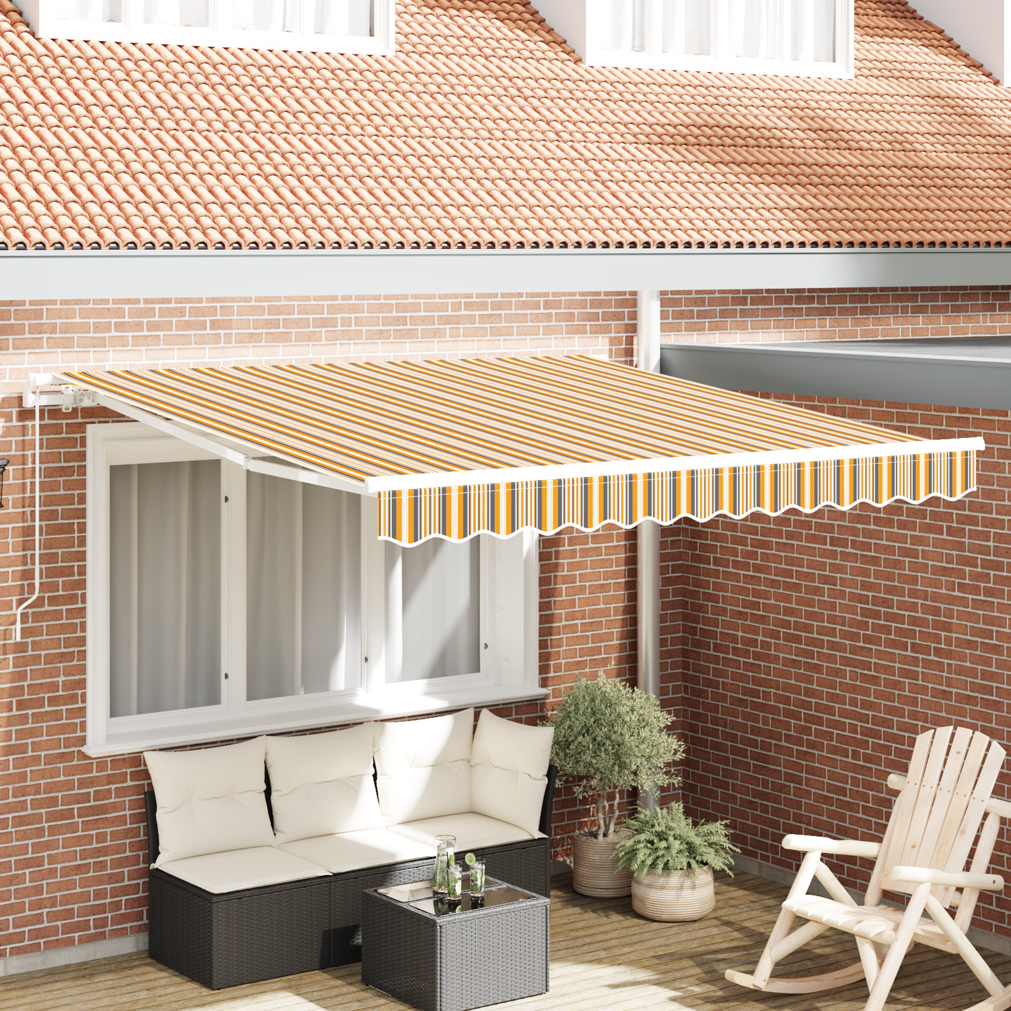Retractable Awning Yellow and grey and white 350 x 250 cm