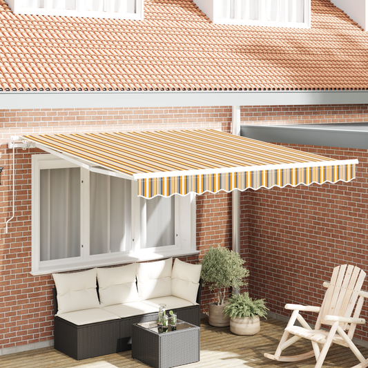 Retractable Awning Yellow and grey and white 350 x 250 cm