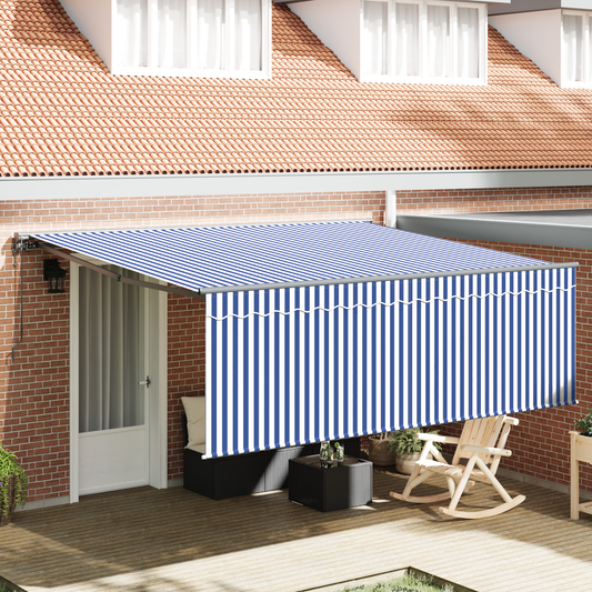Retractable Awning Manual Blue and anthracite 400 x 300 cm
