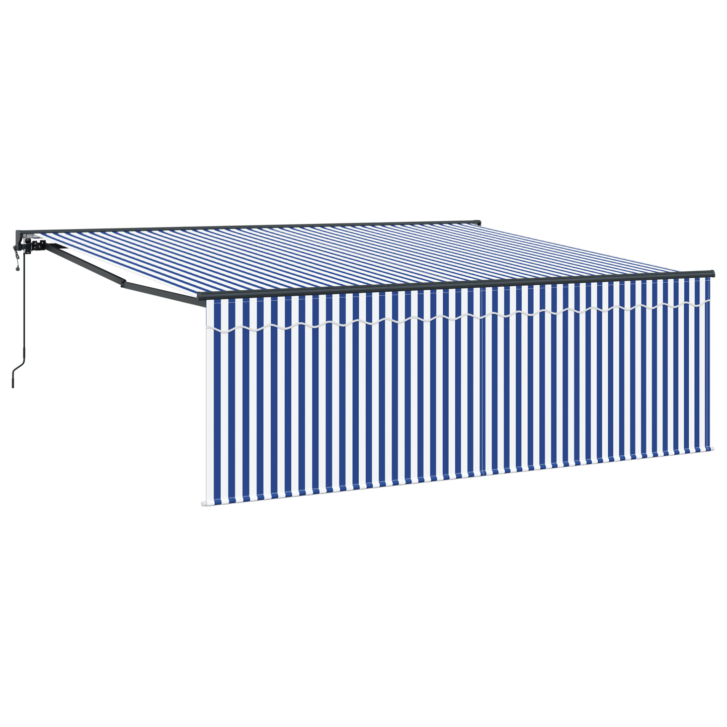 Retractable Awning Manual Blue and anthracite 400 x 300 cm
