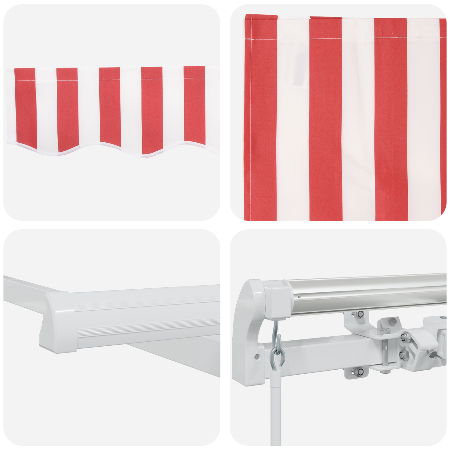 Retractable Awning Red and white 400 x 300 cm Polyester