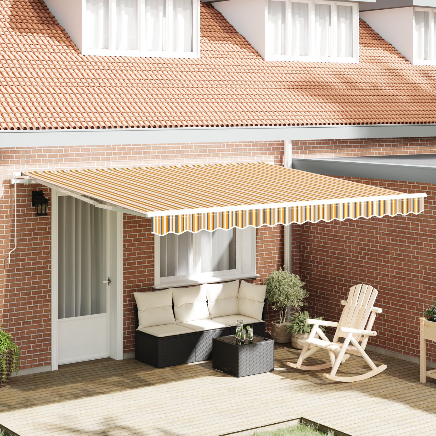 Retractable Awning Multicolour 400 x 300 cm Polyester
