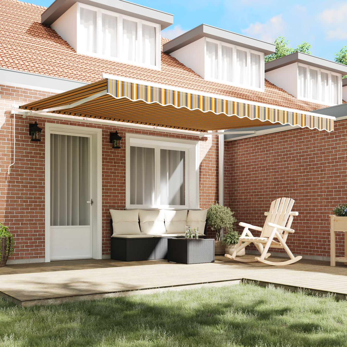 Retractable Awning Multicolour 400 x 300 cm Polyester