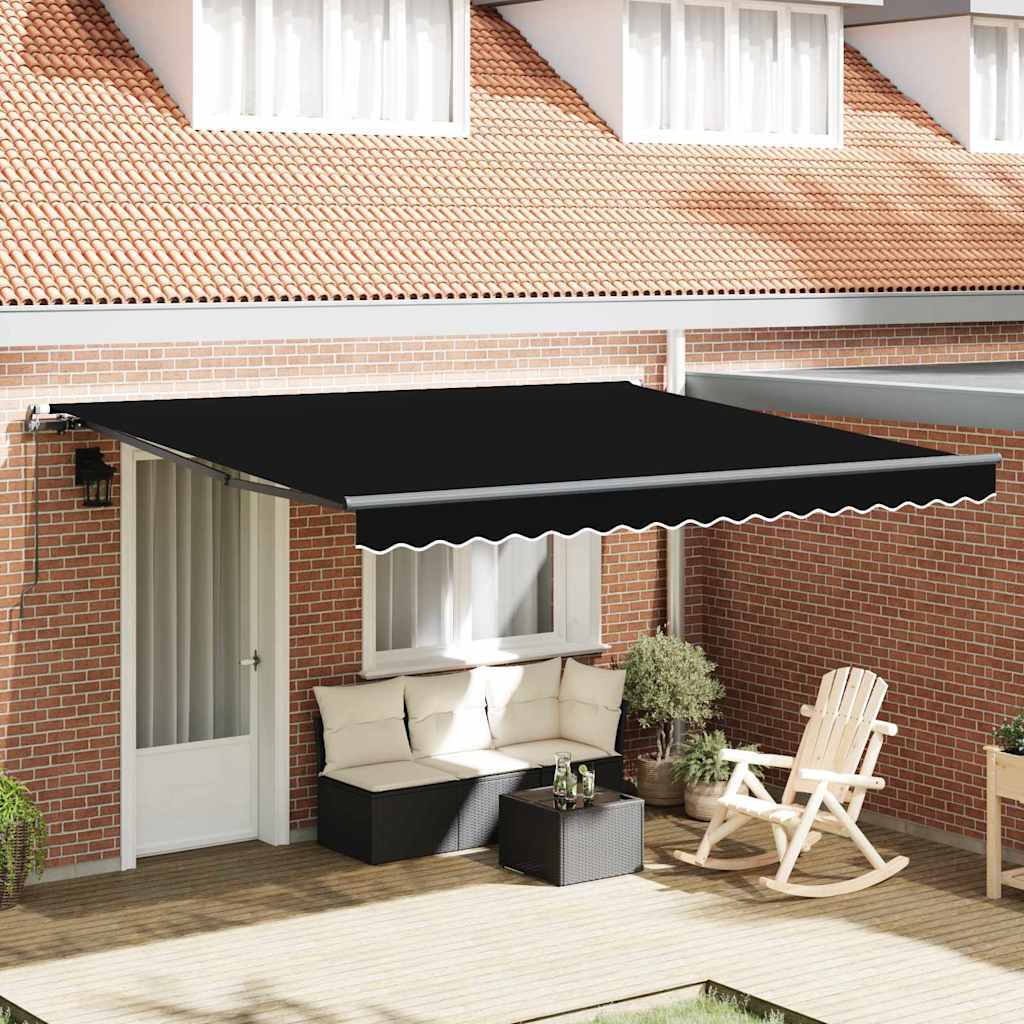 Retractable Awning Manual Black 400 x 300 cm Fabric