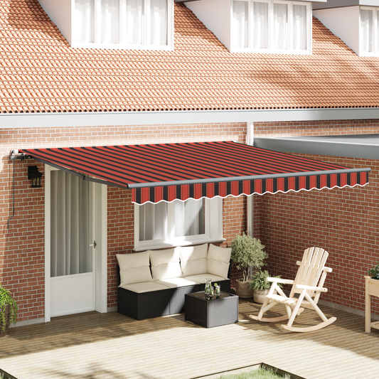Retractable Awning Manual Orange and brown 400 x 350 cm Fabric