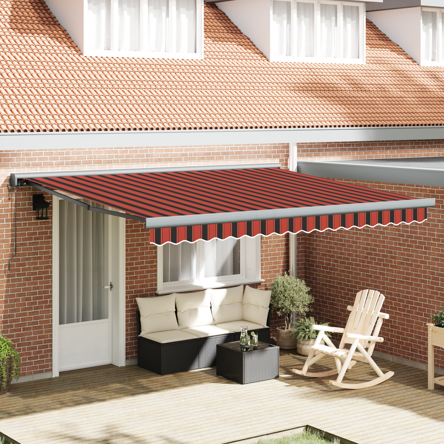 Retractable Awning Manual Yellow and orange 400 x 350 cm Fabric