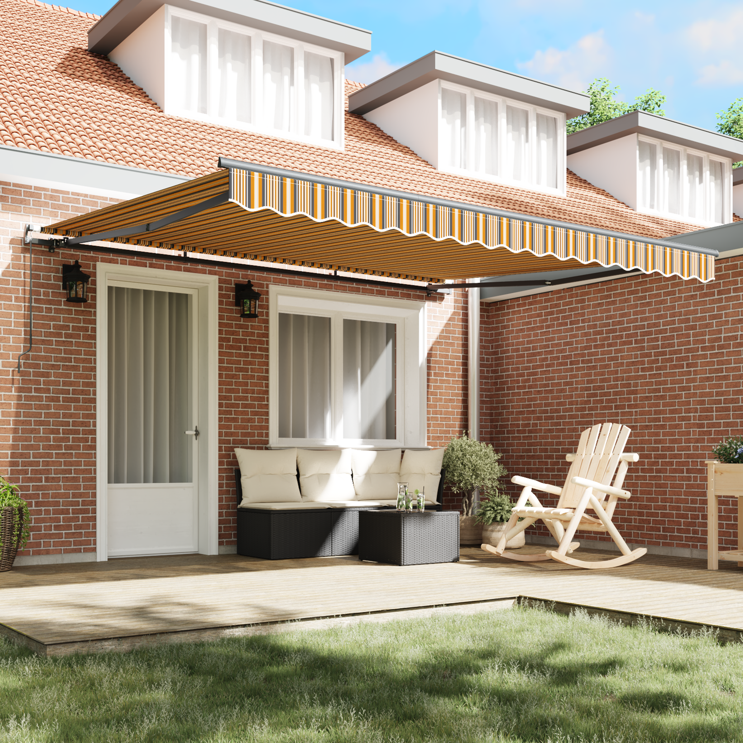 Retractable Awning Manual Multicolour 400 x 350 cm Fabric