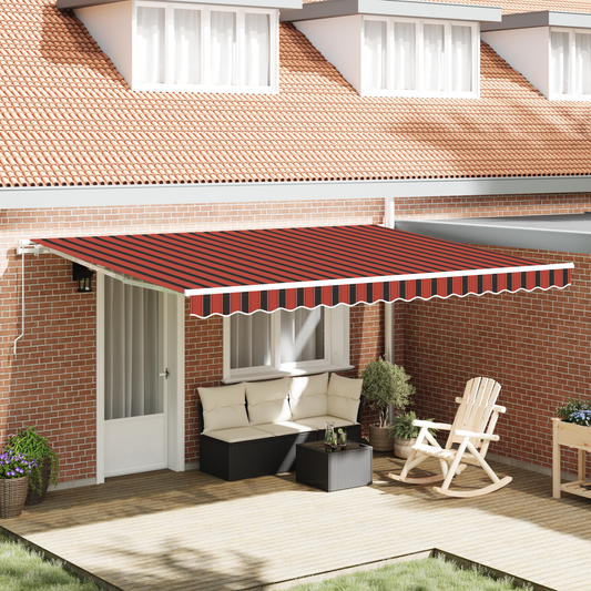 Retractable Awning Orange and brown 450 x 300 cm Fabric, Metal