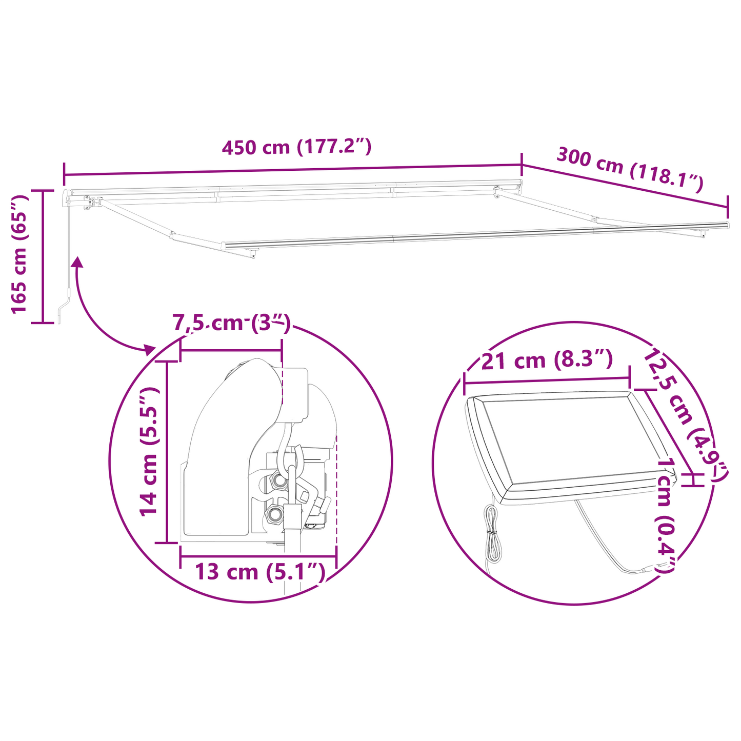 Retractable Awning with Manual 450 x 300 cm Orange and brown