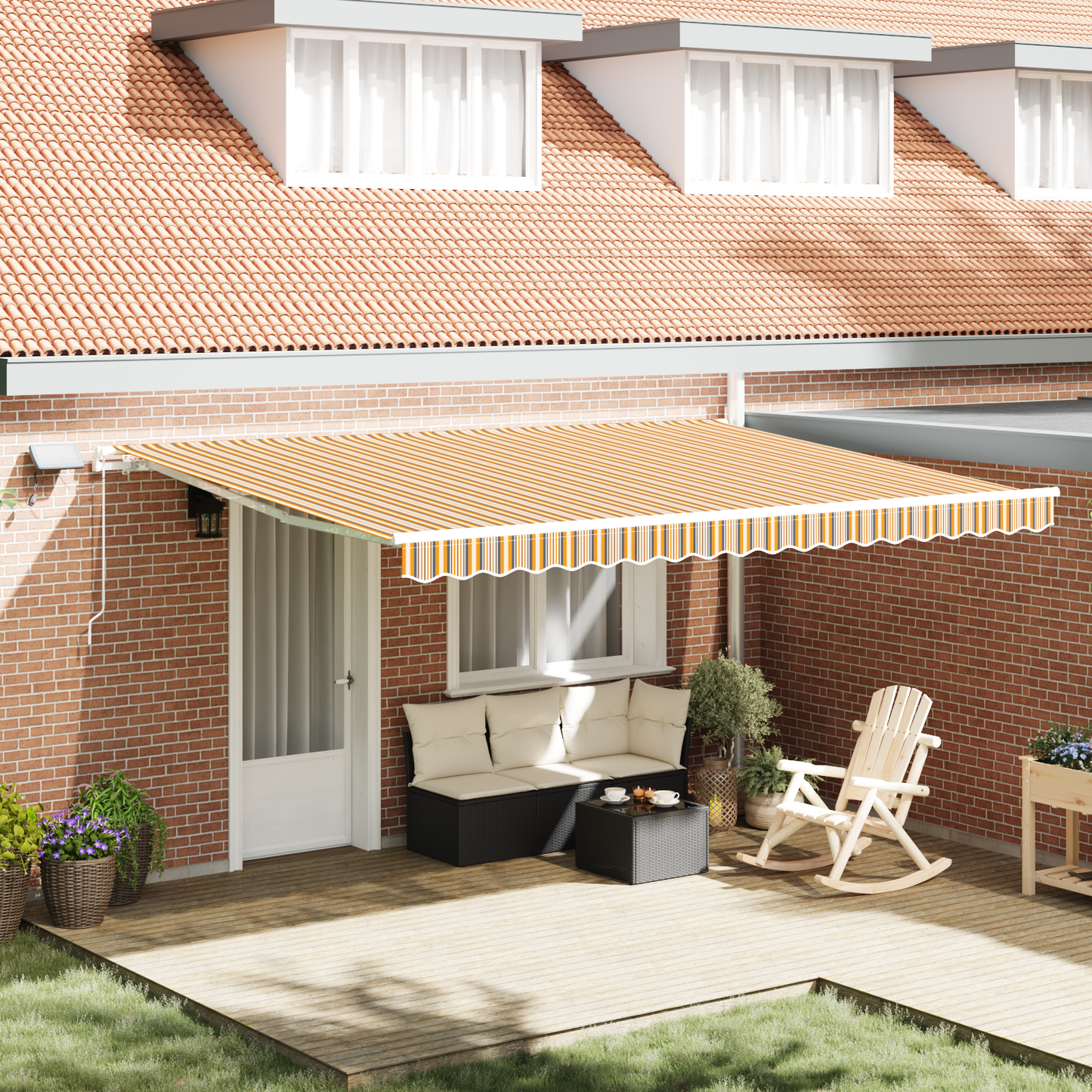 Retractable Awning with Manual 450 x 300 cm Multicolour