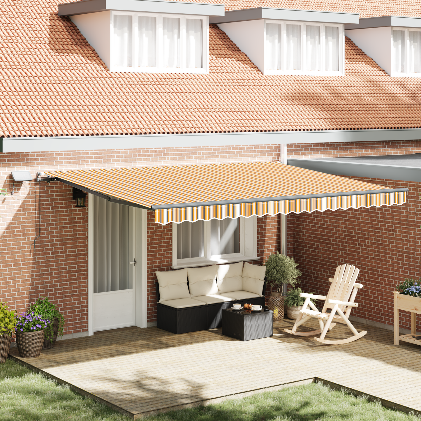 Retractable Awning Manual Multicolour 450 x 300 cm Fabric