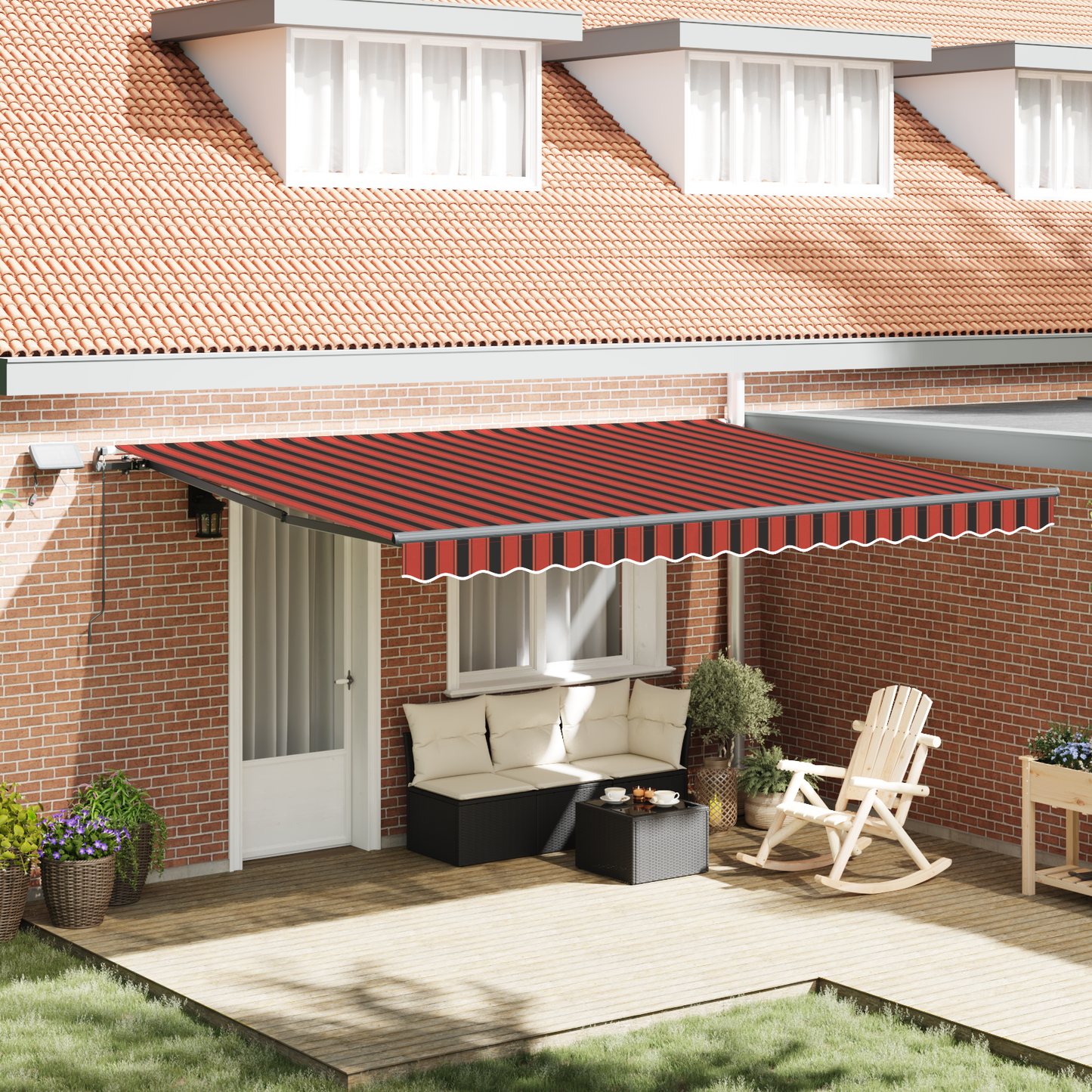 Retractable Awning Manual Orange and brown 450 x 350 cm Fabric