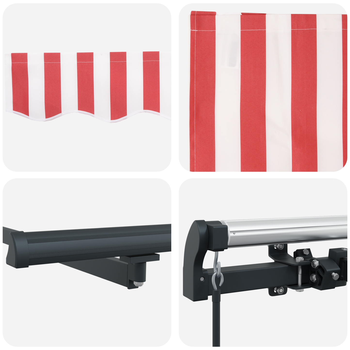 Retractable Awning Manual Red and white 450 x 350 cm Fabric