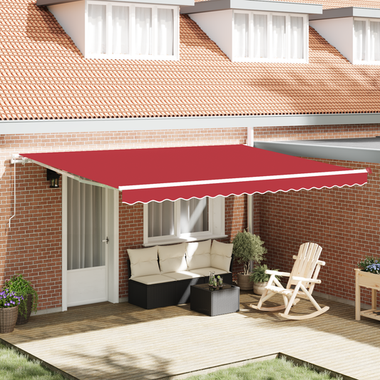 Awning Retractable Manual Red 4.5 x 3.5 m Polyester and metal