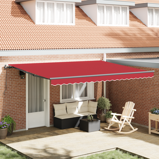 Retractable Awning Red Manual Red 450 x 350 cm Fabric