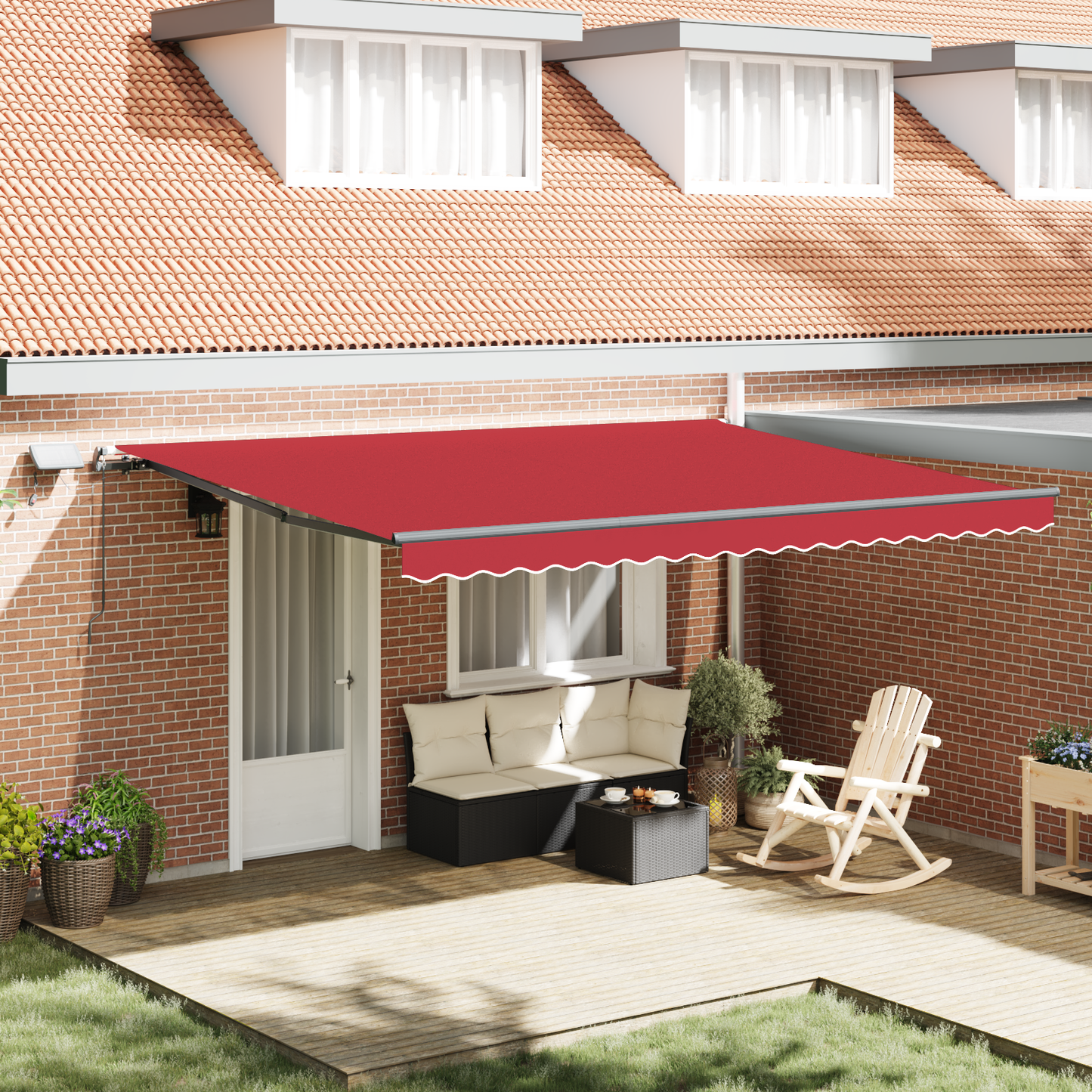 Retractable Awning Manual Red 450 x 350 cm Fabric