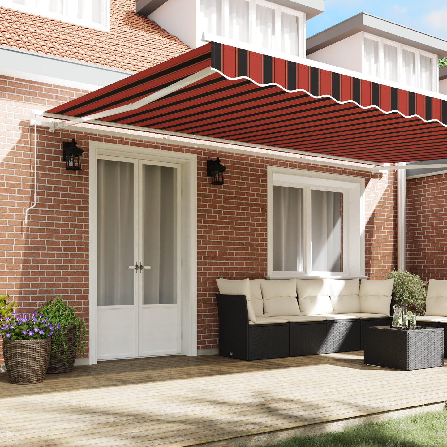 Retractable Awning Orange and Brown 500 x 300 cm