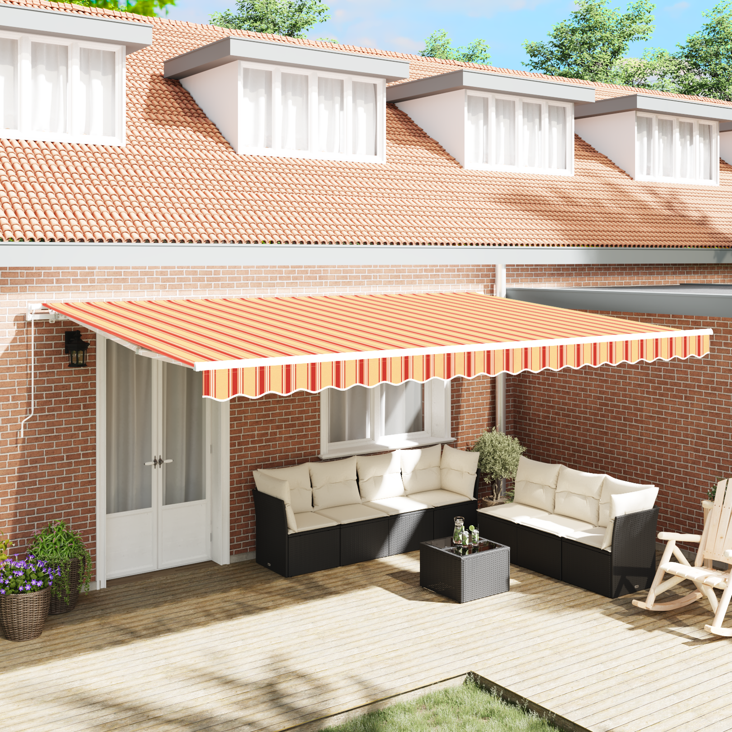 Retractable Awning Yellow and Orange 500 x 300 cm