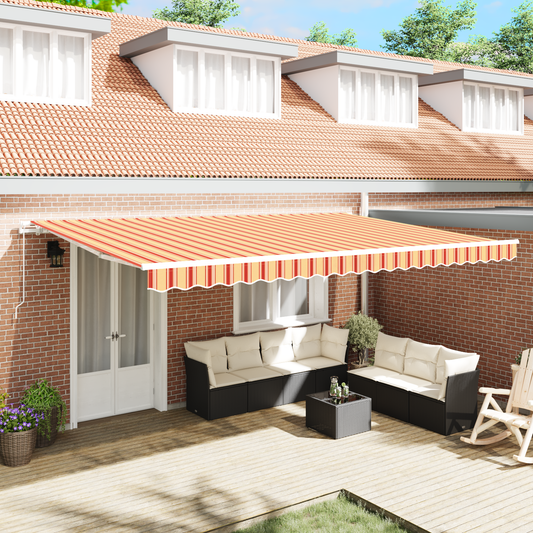 Retractable Awning Yellow and Orange 500 x 300 cm
