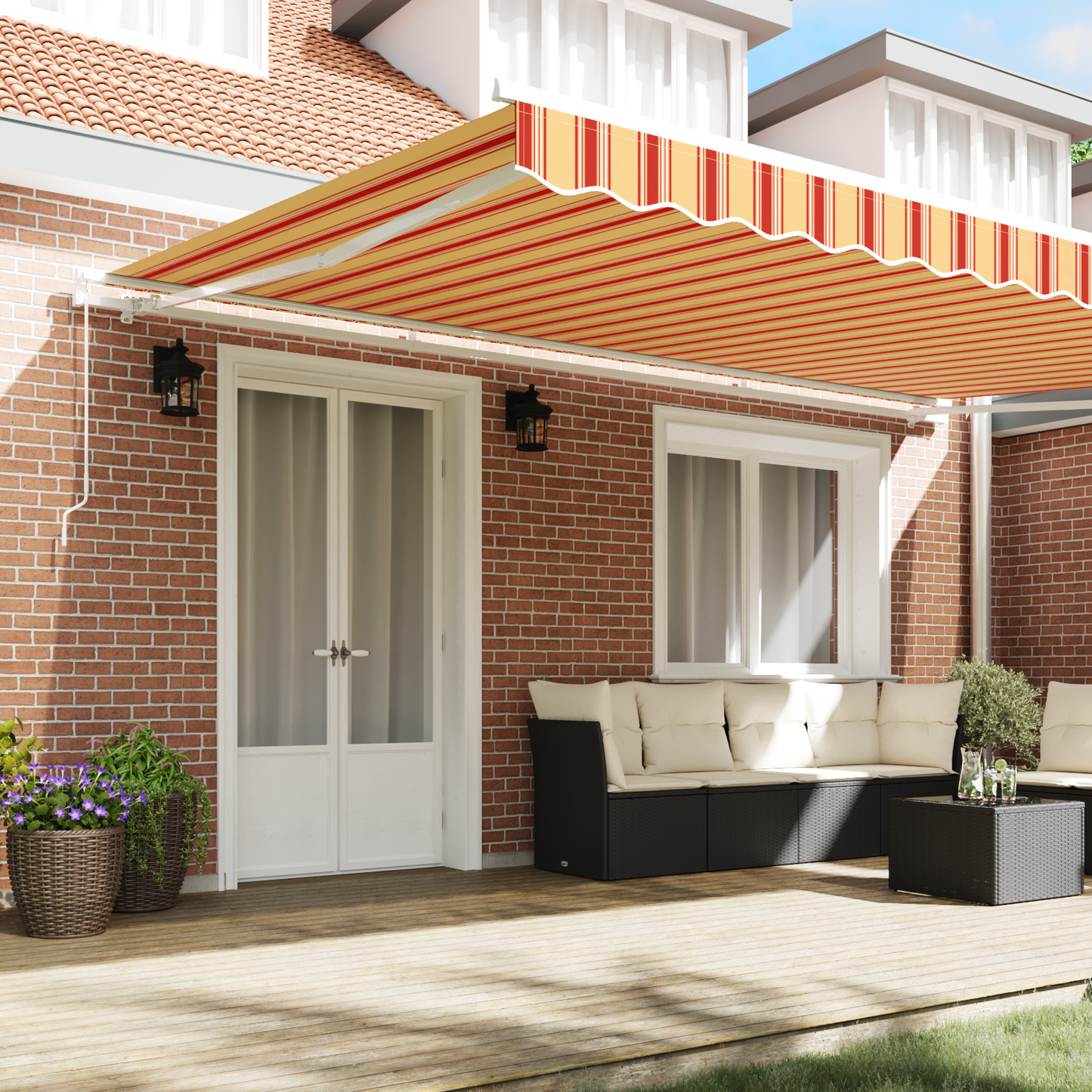 Retractable Awning Yellow and Orange 500 x 300 cm