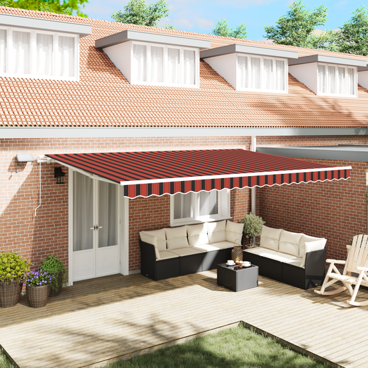 Retractable Awning with Manual 500 x 350 cm Orange and brown