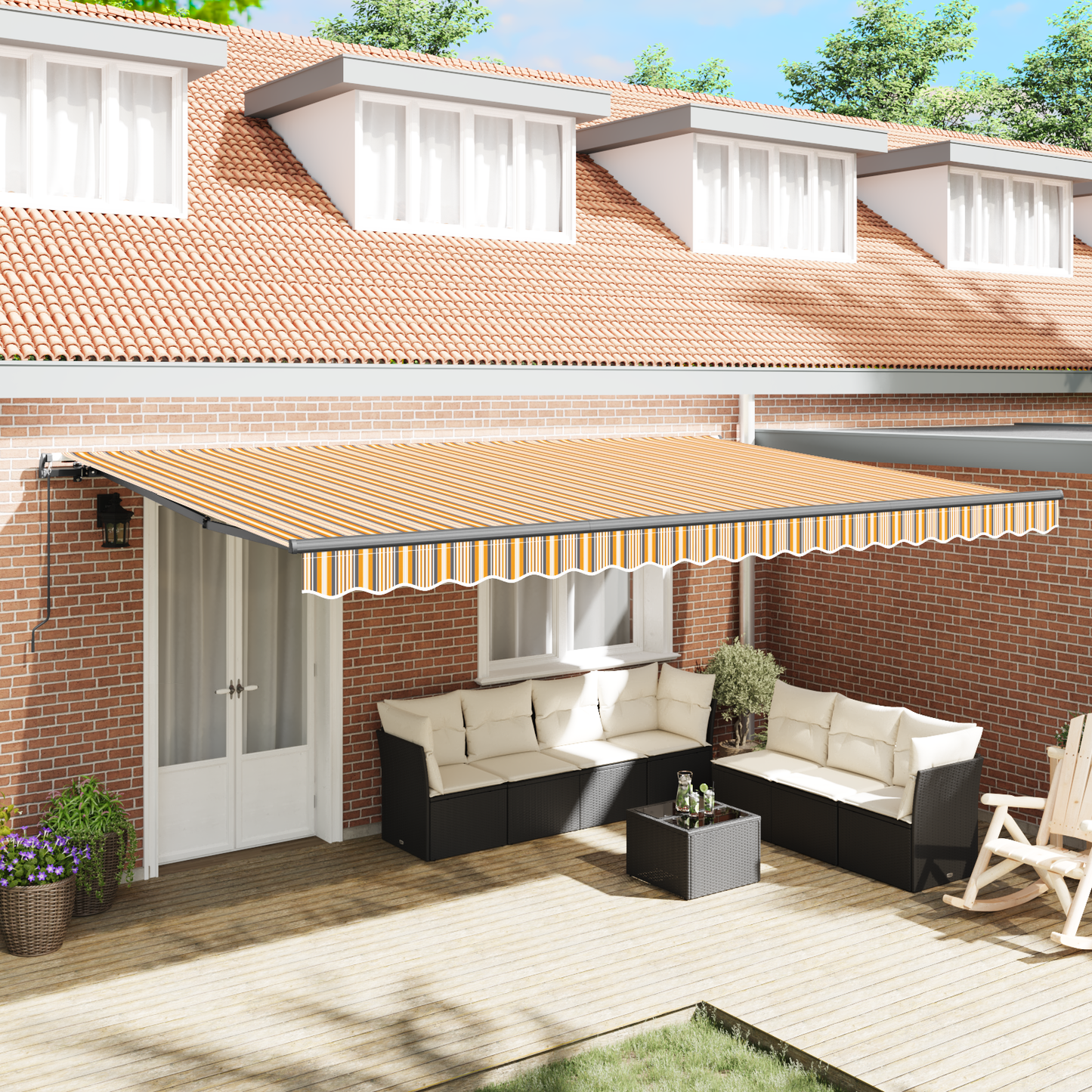 Retractable Awning Manual Multicolour 500 x 350 cm Fabric