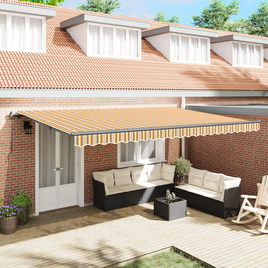 Retractable Awning Manual Multicolour 500 x 350 cm Fabric
