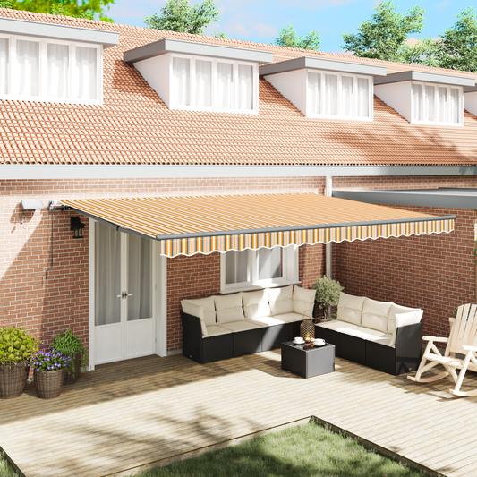 Retractable Awning Manual Multicolour 500 x 350 cm Fabric