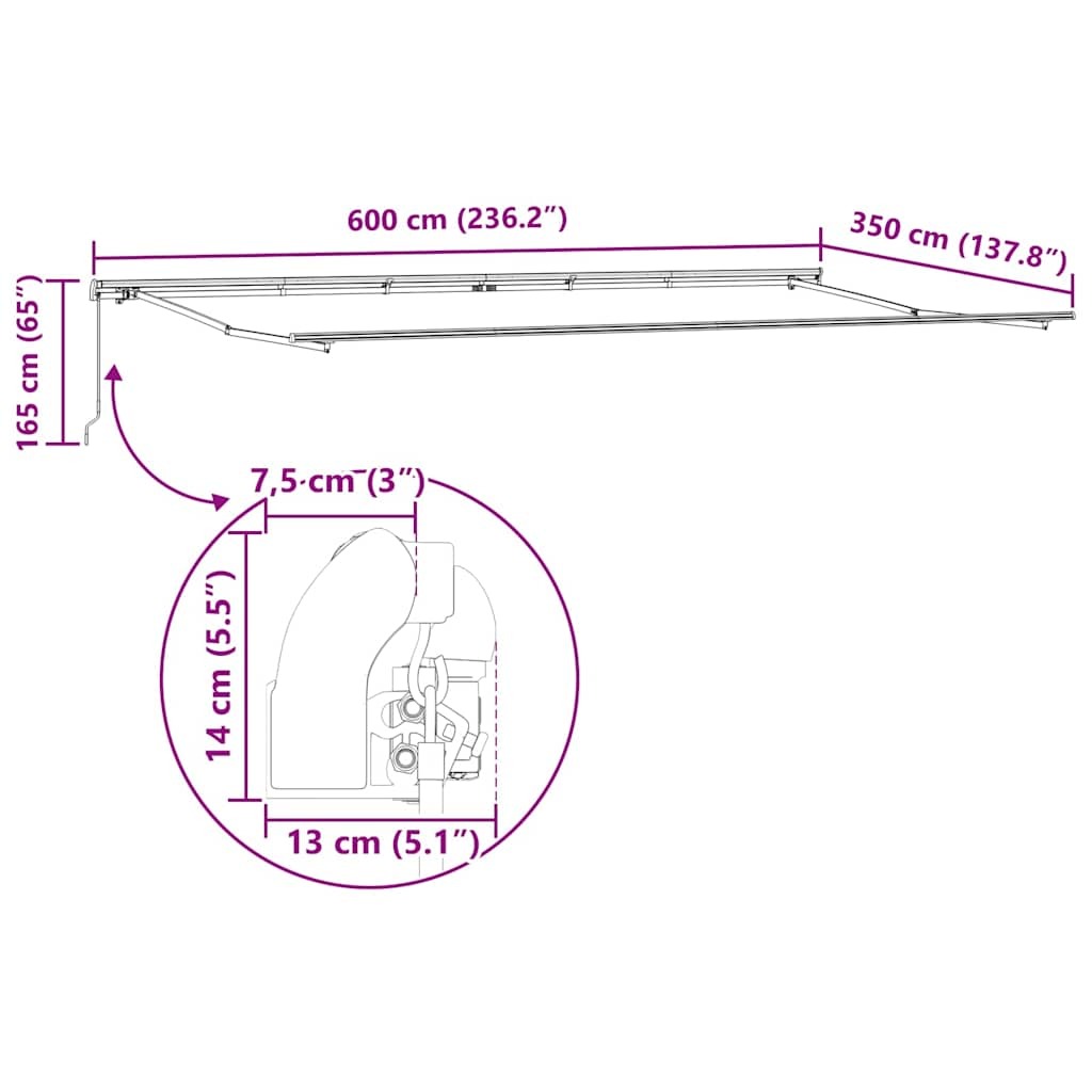 Retractable Awning Manual Orange and brown 600 x 350 cm Fabric