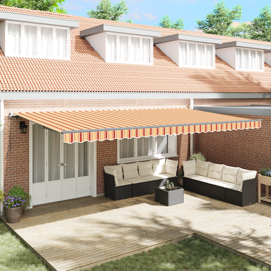 Retractable Awning Manual Yellow and orange 600 x 350 cm Fabric