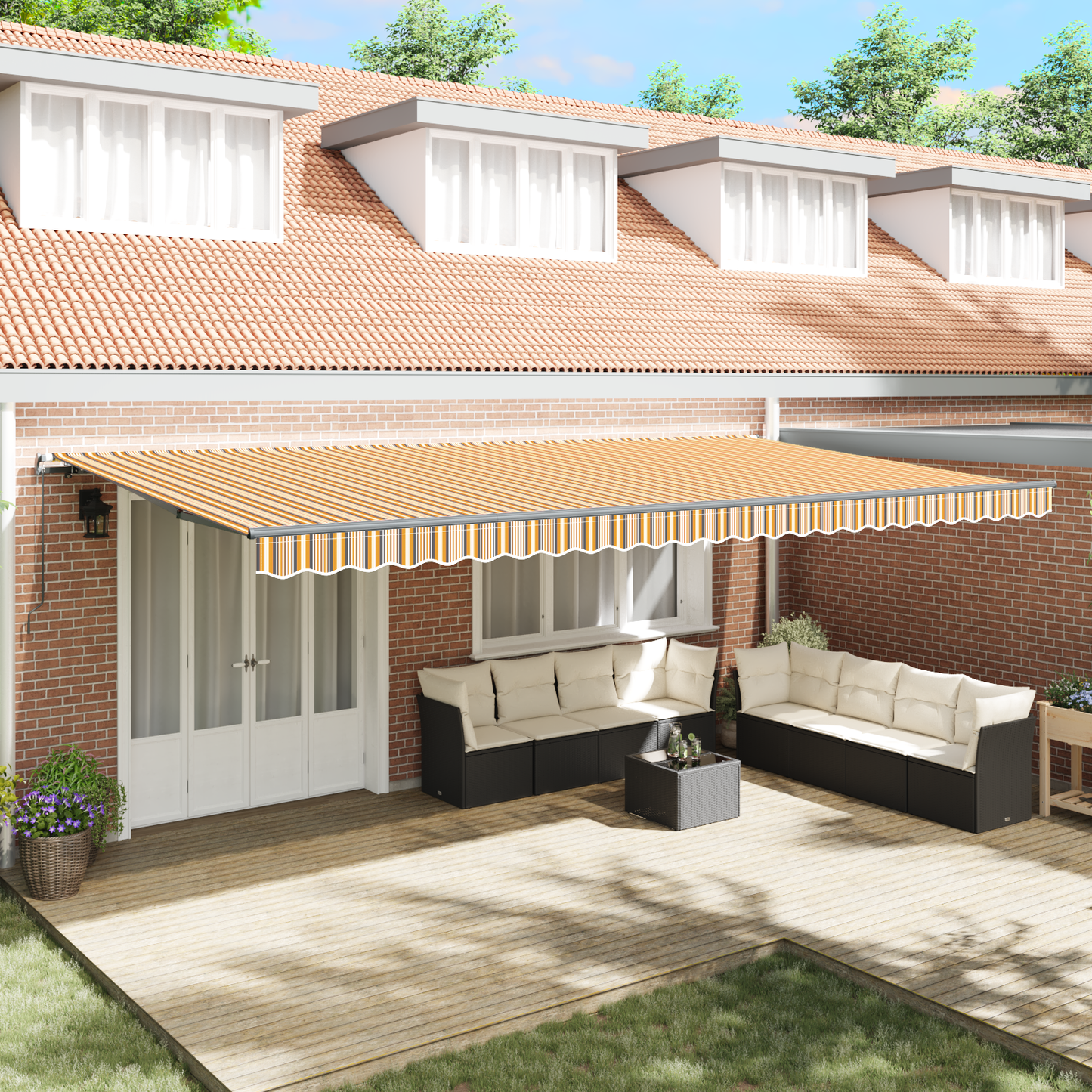 Retractable Awning Manual Multicolour 600 x 350 cm Fabric