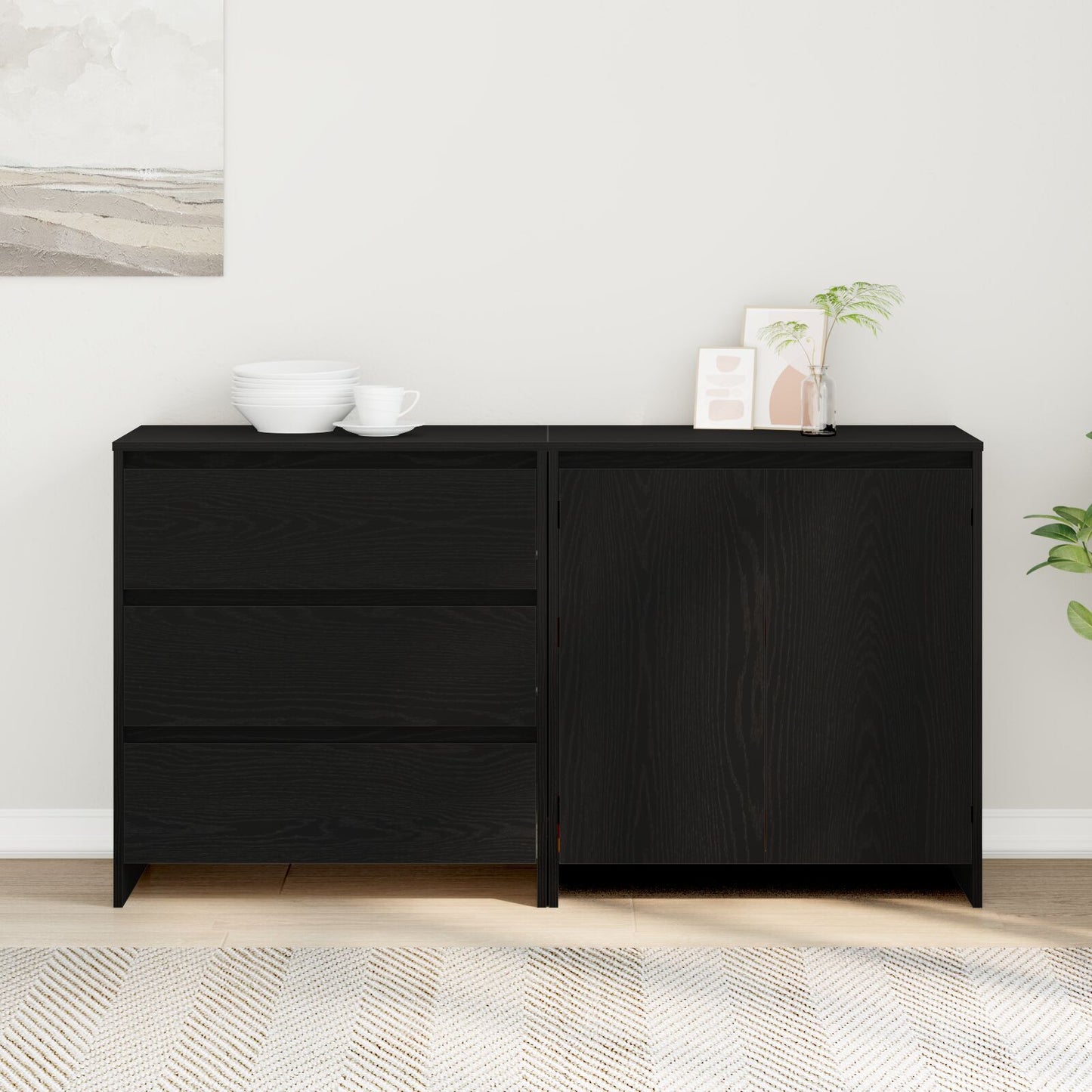 Sideboard 2 pcs Black 70 x 41 x 75 cm Engineered wood