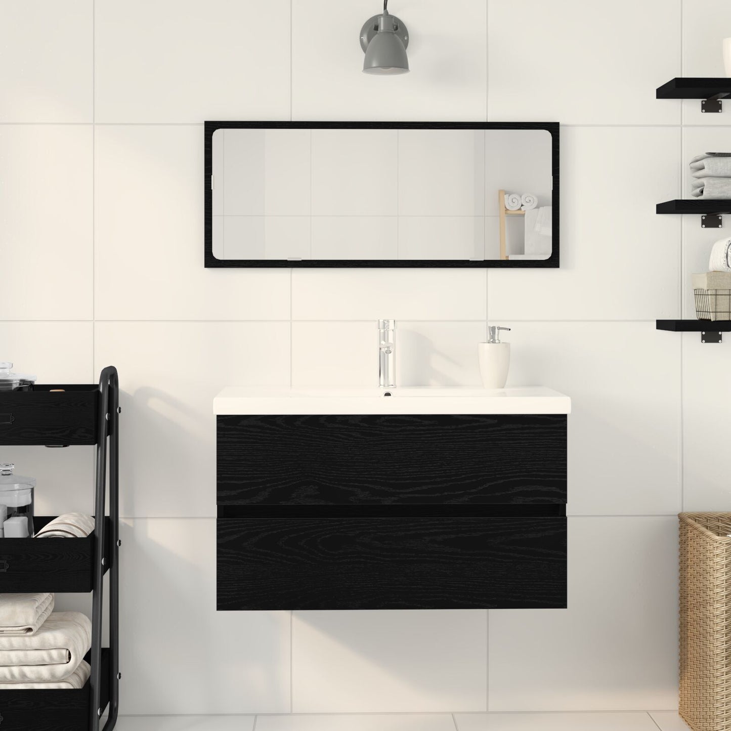 Sink Cabinet Black oak 80 x 39 x 62 cm Engineered wood